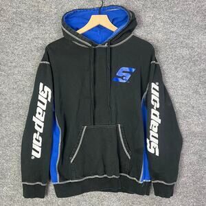 Choko Motorsports Snap On Hoodie Sweatshirt Pullover Size M Black/Blue‎